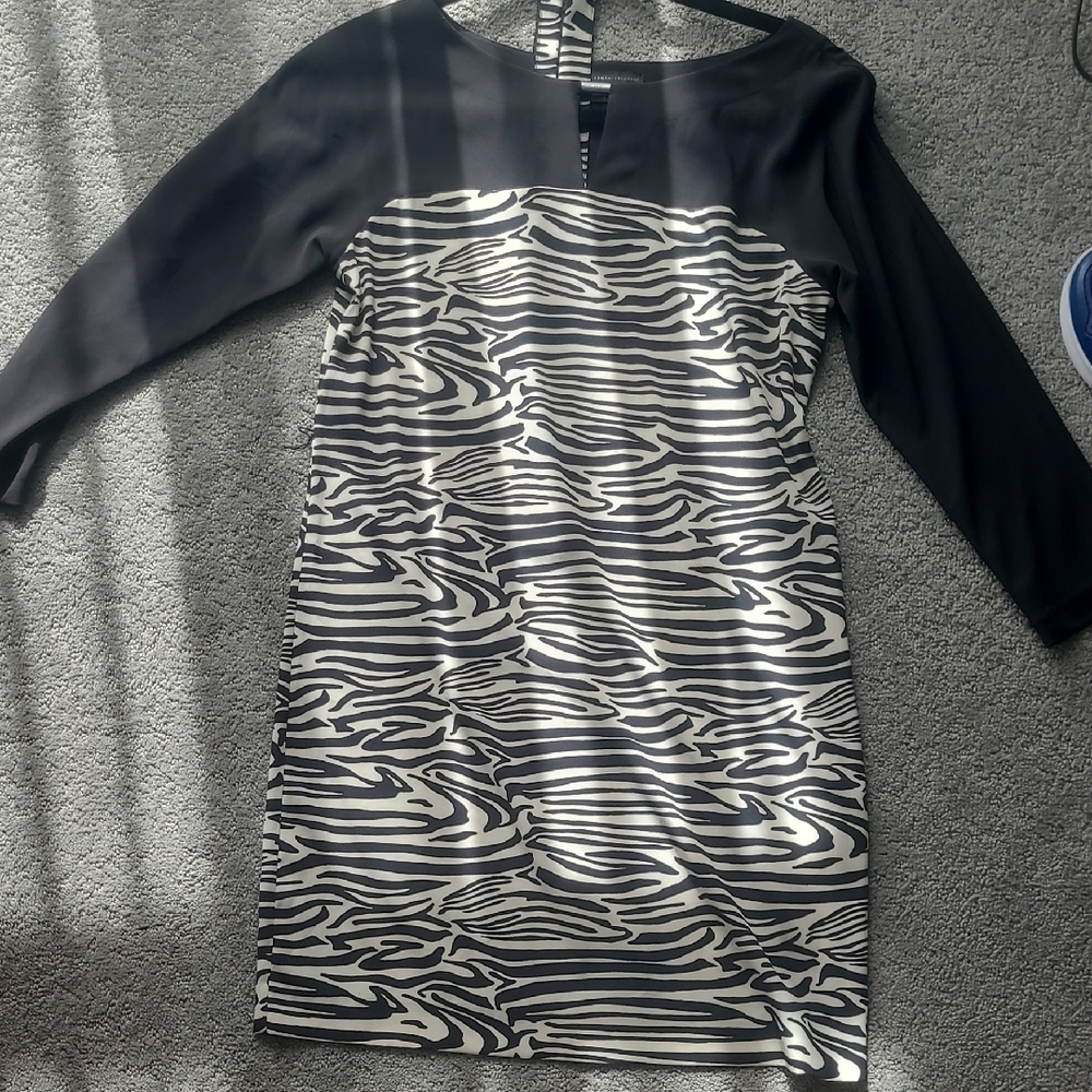 Armani Exchange Monochrome Zebra Long Sleeve Dress